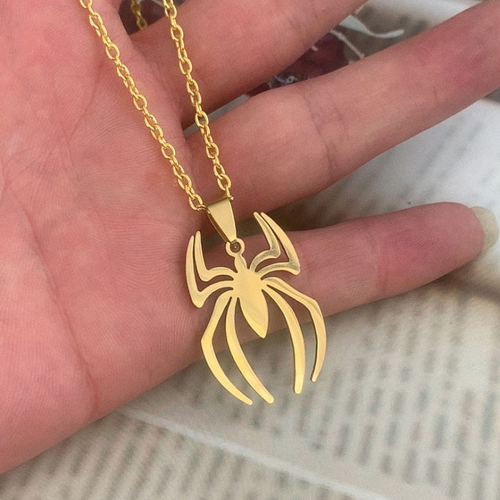 Vintage Style Simple Style Solid Color Spider Stainless Steel Plating Pendant Necklace