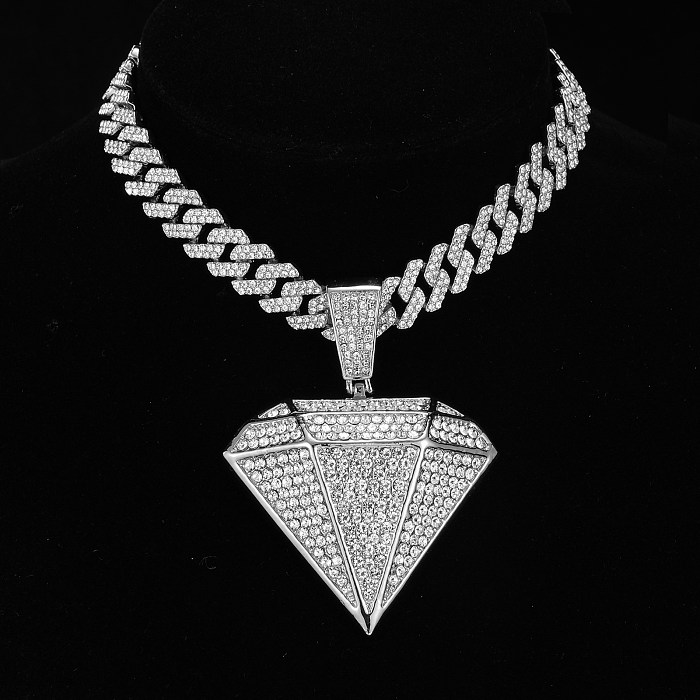 Bijoux Hip-Hop, collier pendentif en alliage d'acier inoxydable avec incrustation de strass