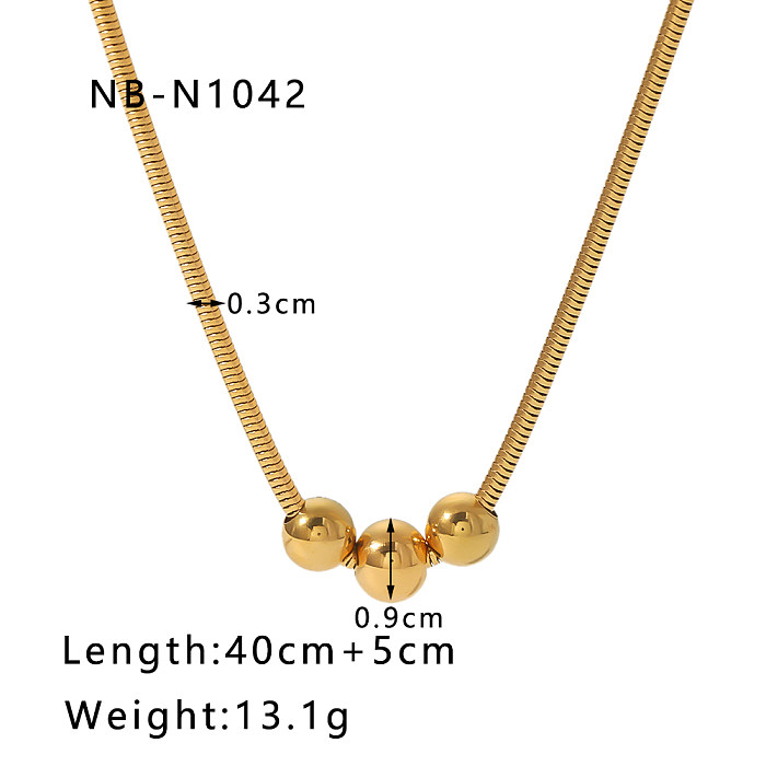 Hip-Hop Modern Style Classic Style Round Heart Shape Ball Stainless Steel  Plating 18K Gold Plated Necklace