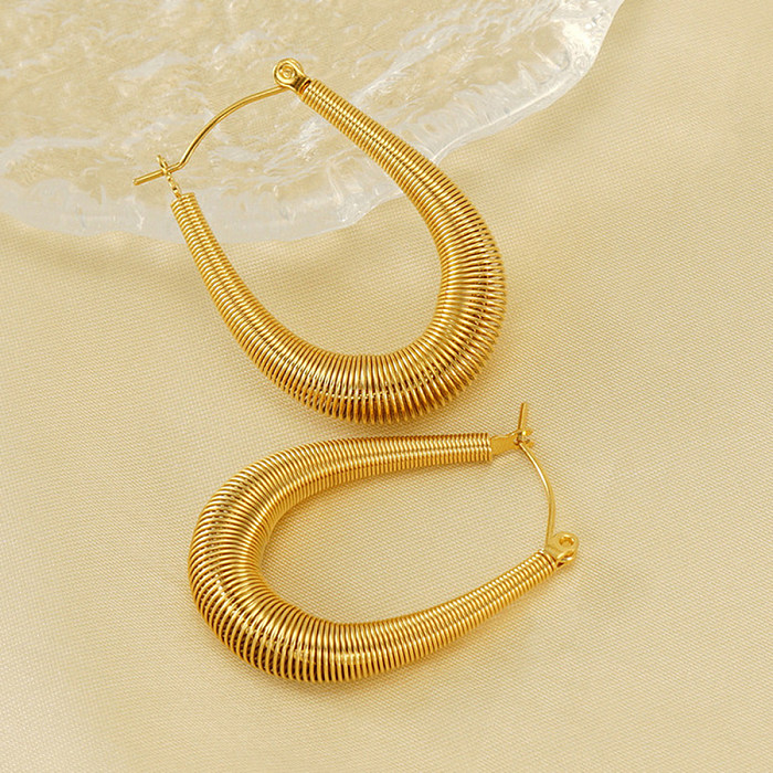 1 Pair Elegant Basic Geometric Plating Stainless Steel  18K Gold Plated Earrings