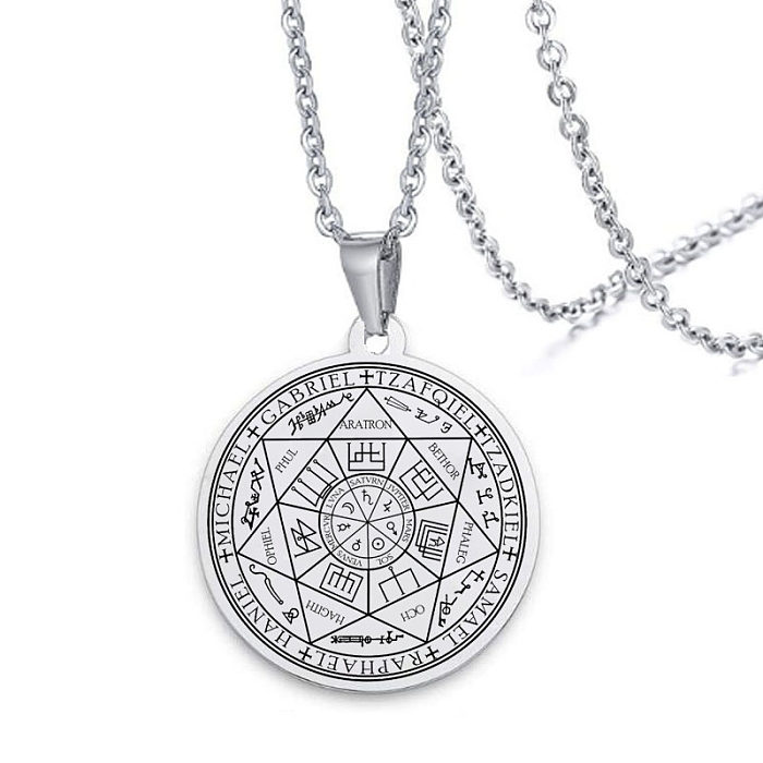 Collier avec pendentif en acier inoxydable, symbole Totem rétro, porte-clés