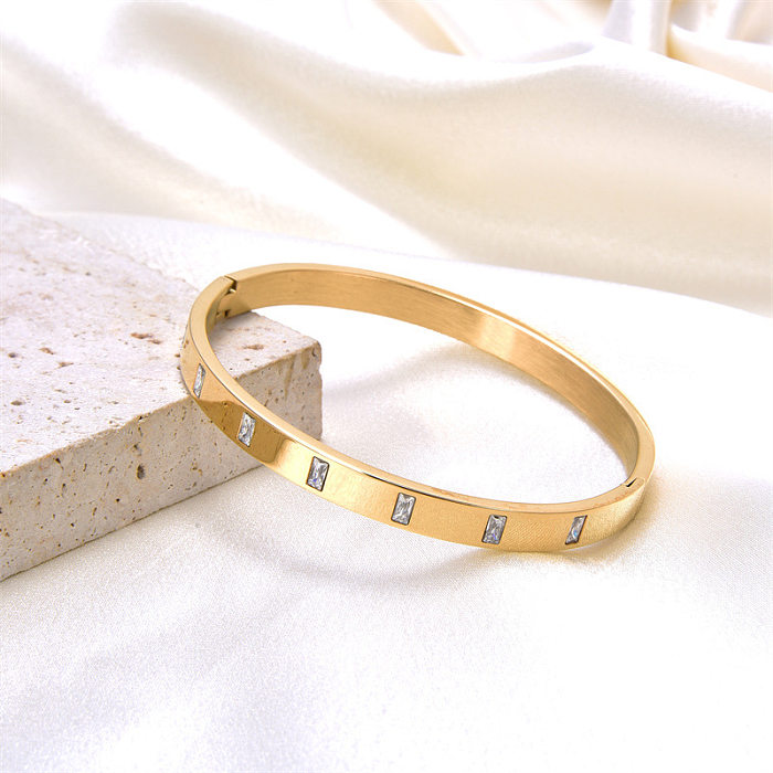 Bracelet en zircon d'acier inoxydable de couleur unie de style simple en vrac