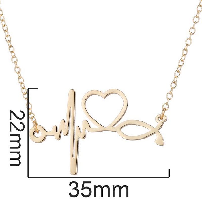 Women'S Fashion Electrocardiogram Stainless Steel  Pendant Necklace Plating Stainless Steel  Necklaces