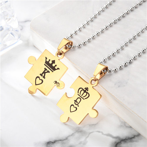 Fashion Fashion Ornament Stainless Steel  Couple K Q Crown Necklace Set