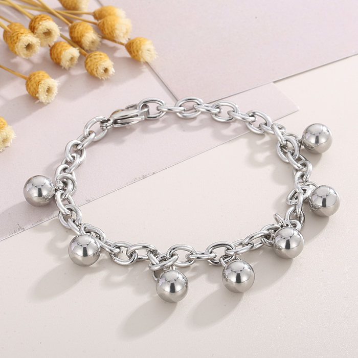 Simple Style Round Solid Color Stainless Steel Plating 18K Gold Plated Bracelets