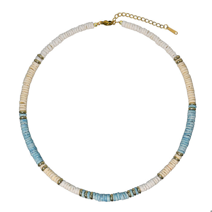 Ethnic Style Geometric Stainless Steel  Shell Plating Necklace