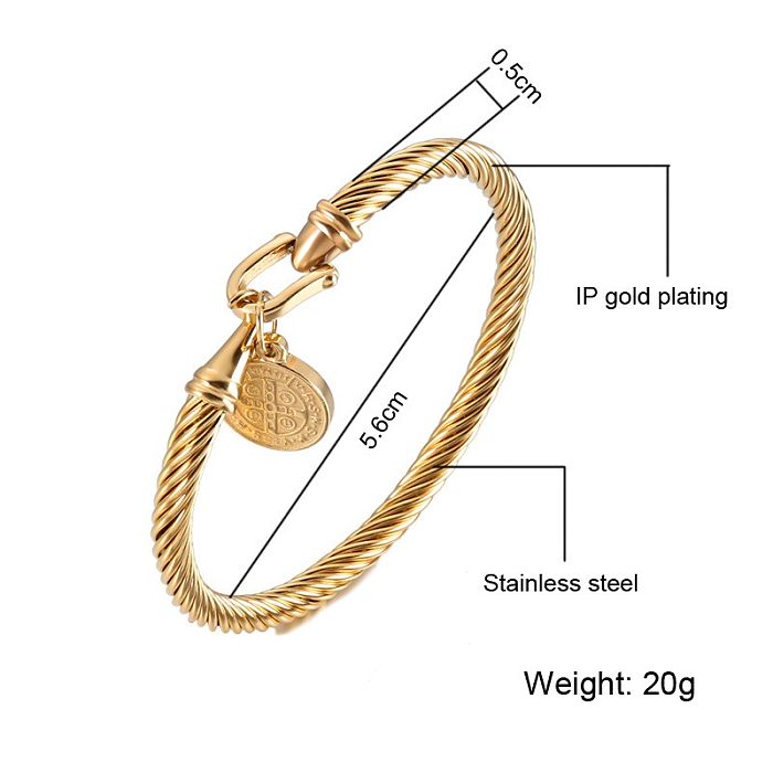 Bracelet en acier inoxydable de couleur unie, style streetwear simple, en vrac