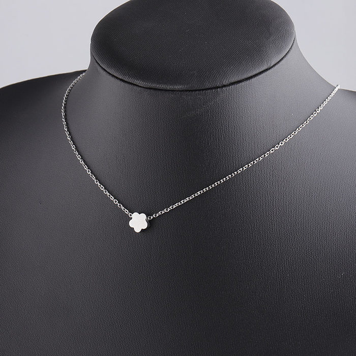 Casual Streetwear Flower Stainless Steel Pendant Necklace In Bulk