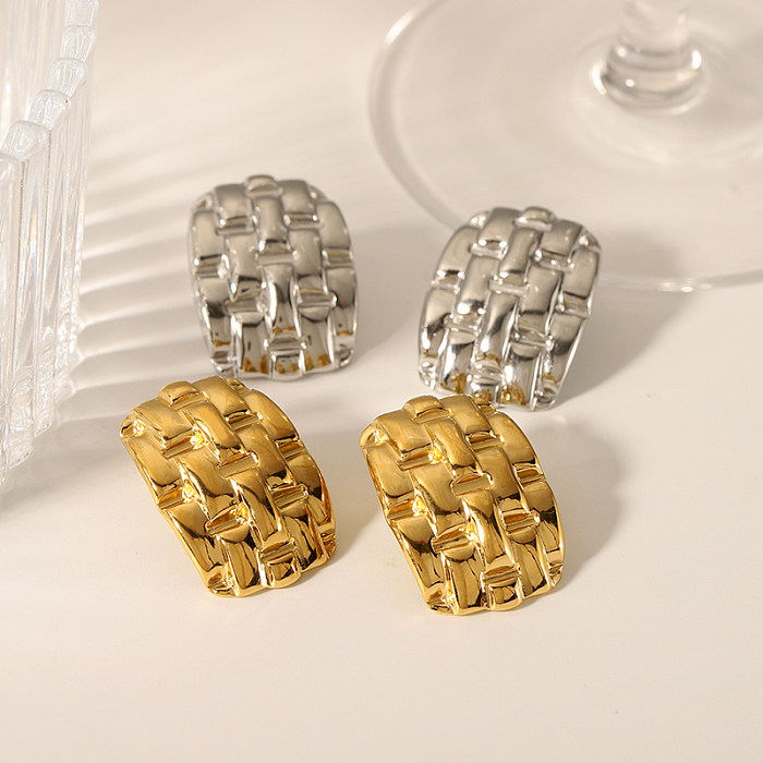1 par de brincos básicos estilo vintage estilo clássico revestimento geométrico de aço inoxidável banhado a ouro 18K