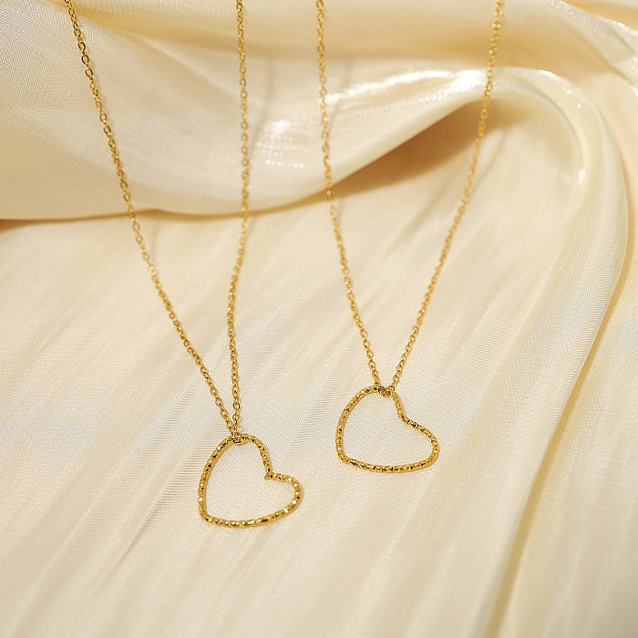 IG Style French Style Commute Heart Shape Stainless Steel  Stainless Steel Plating 18K Gold Plated Pendant Necklace