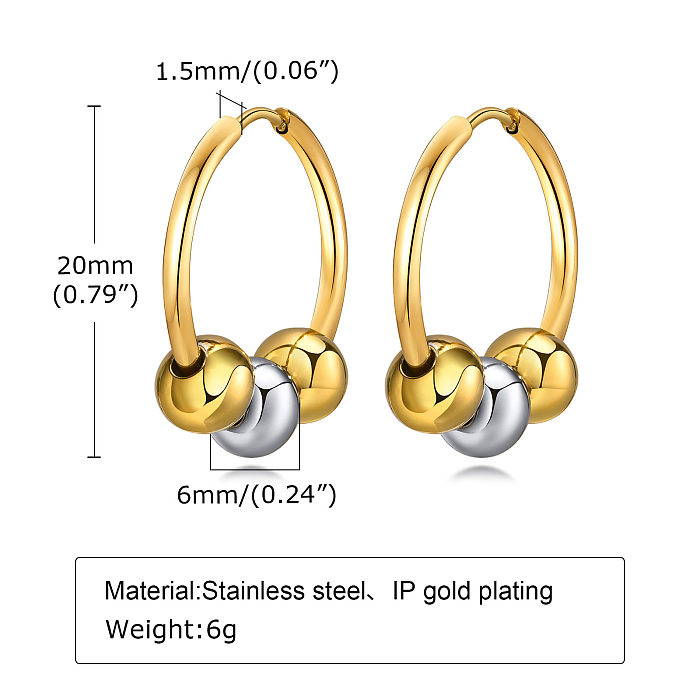 1 Pair Simple Style Ball Stainless Steel  Plating Hoop Earrings