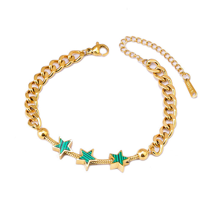 1 Piece Simple Style Star Flower Titanium Steel Plating Bracelets