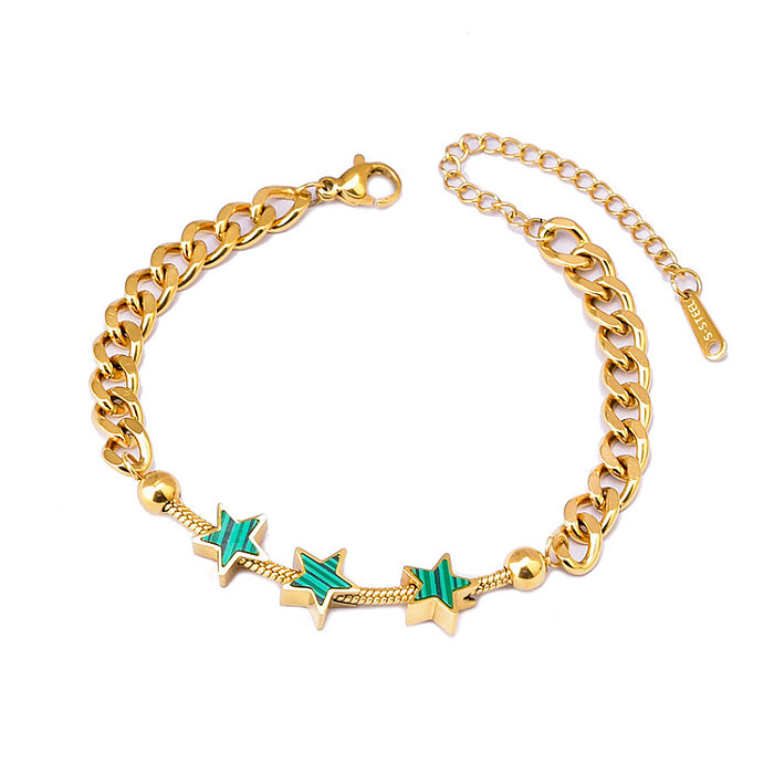 Bracelets plaqués en acier titane, 1 pièce, Style Simple, fleur étoile
