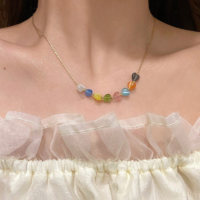 Lässige, schlichte Halskette mit Blumen- und Schleife-Knoten-Edelstahlüberzug und Inlay-Zirkon-Halskette