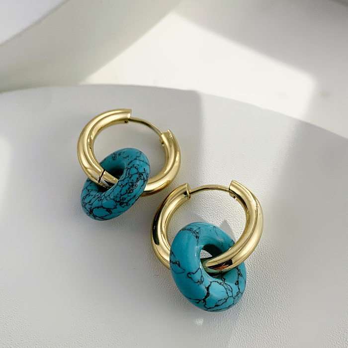 Fashionable New Stainless Steel  Earrings Natural Stone