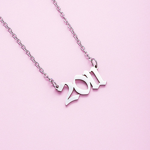 Simple Style Streetwear Number Stainless Steel  Chain Pendant Necklace