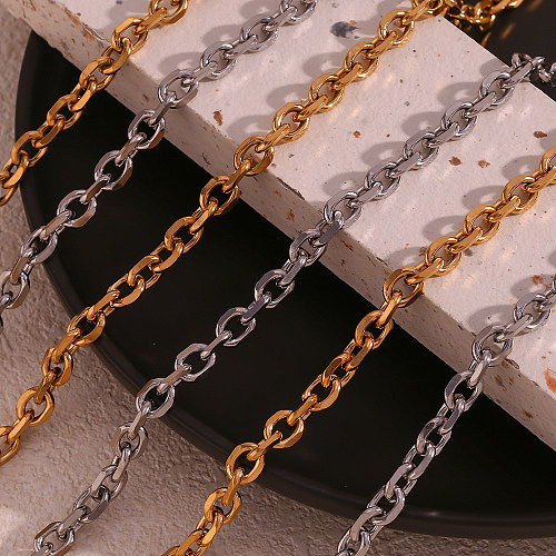 Estilo simple Estilo clásico Color sólido Chapado en acero inoxidable Collar chapado en oro de 18 quilates