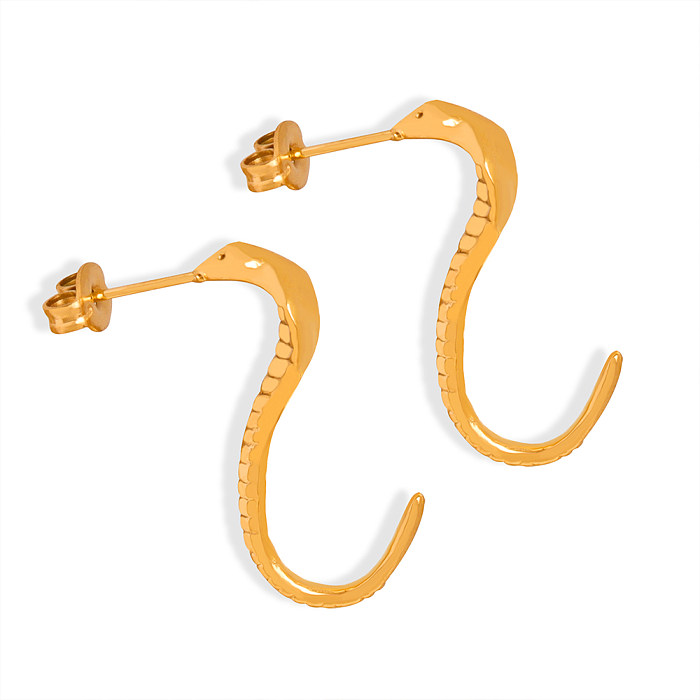 1 Paar schlichte Basic-Ohrstecker mit Schlangenbeschichtung aus Edelstahl mit 18-Karat-Vergoldung