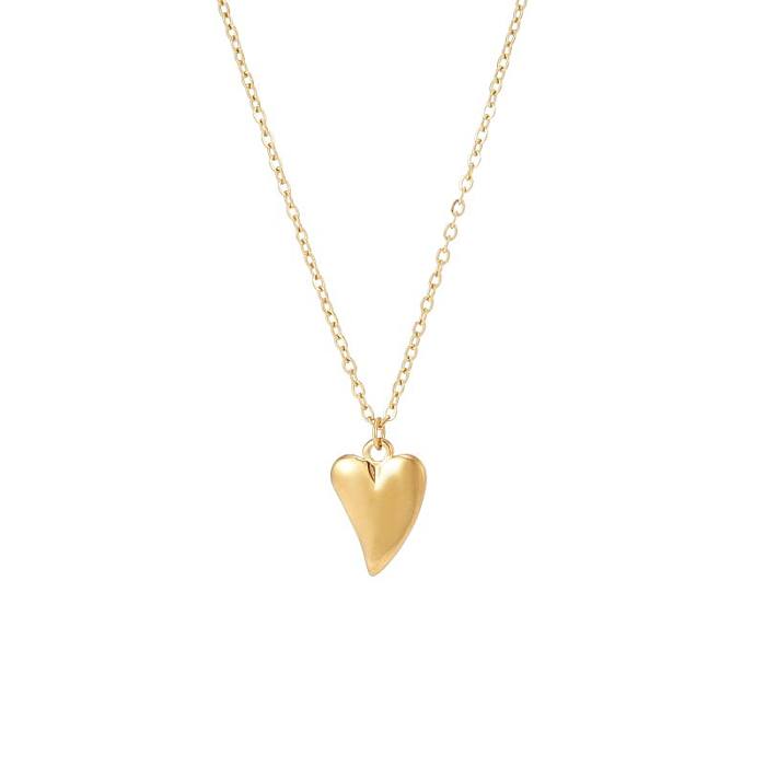 Collier pendentif plaqué or 18 carats en acier inoxydable en forme de cœur élégant