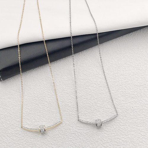 Simple Style Solid Color Stainless Steel Inlay Zircon Necklace