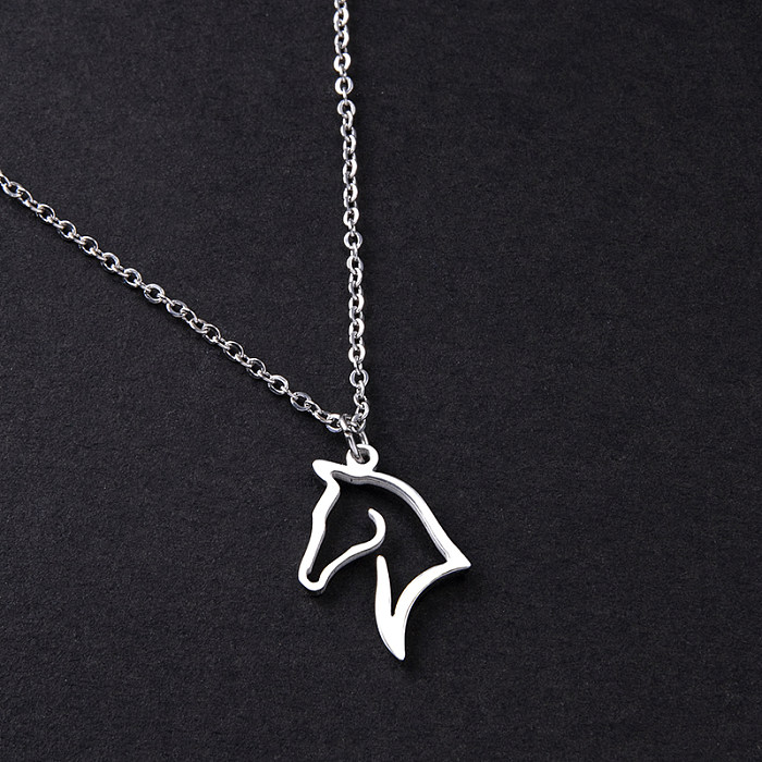 Simple Style Horse Stainless Steel  Pendant Necklace Hollow Out Stainless Steel  Necklaces 1 Piece