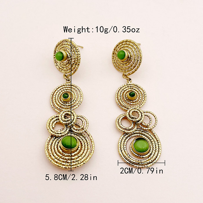 1 Pair Retro Roman Style Irregular Patchwork Enamel Plating Stainless Steel  Gold Plated Drop Earrings