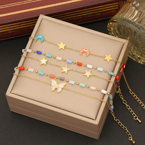 Bracelets plaqués en acier inoxydable avec papillon étoile bohème