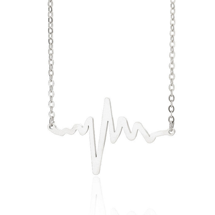 Einfache Elektrokardiogramm-Halskette aus Edelstahl mit Edelstahlbeschichtung