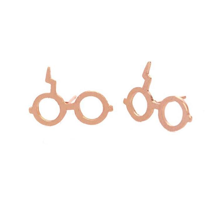 Modische Brillen-Edelstahl-Ohrstecker, vergoldet, keine eingelegten Edelstahl-Ohrringe