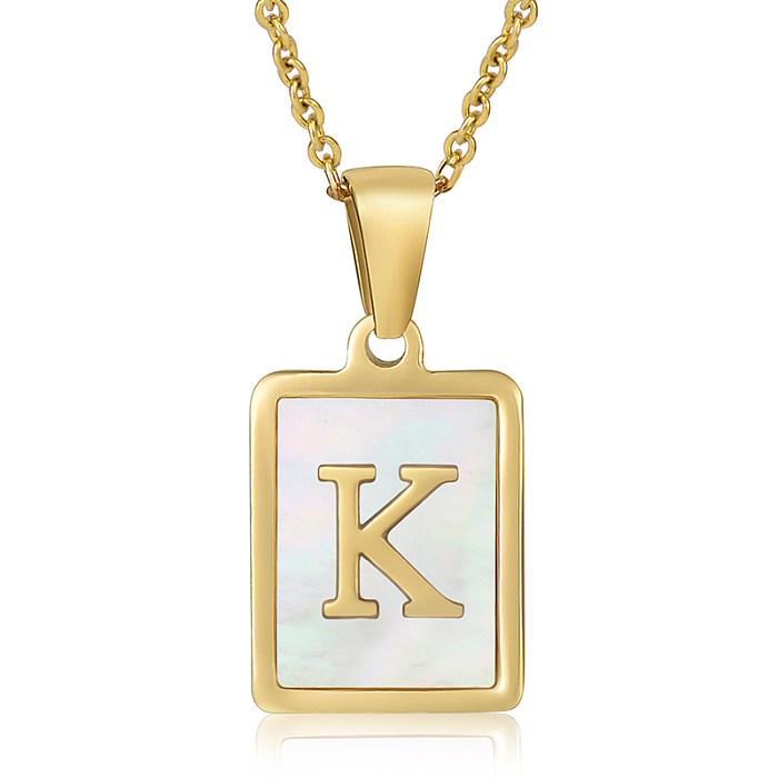 Casual Commute Letter Stainless Steel  Plating Inlay Shell 18K Gold Plated Pendant Necklace