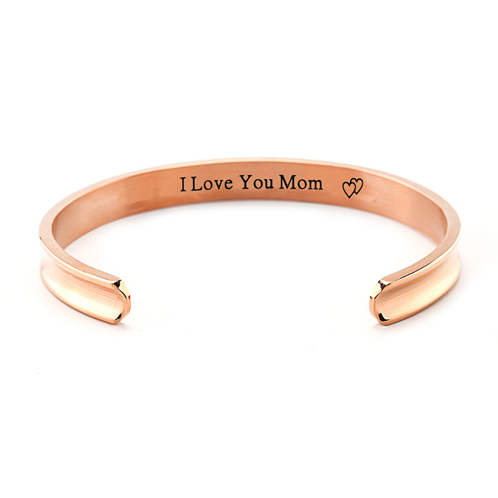 Wholesale Simple Style Letter Stainless Steel Plating Rose Gold Plated Bangle