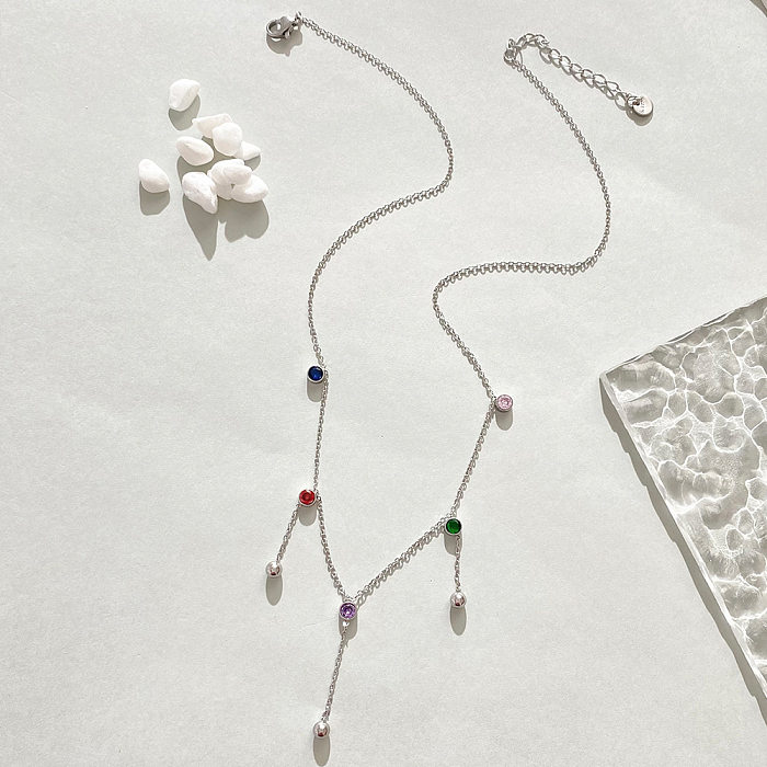 Luxuriöse geometrische Edelstahl-Halskette mit Zirkon-Edelstahl-Halsketten