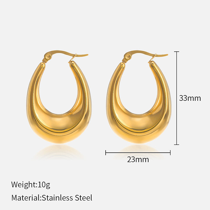 French Style Geometric Stainless Steel  Gold Plated Earrings 1 Pair