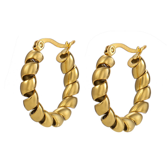1 Pair Basic Solid Color Plating Stainless Steel  Gold Plated Earrings