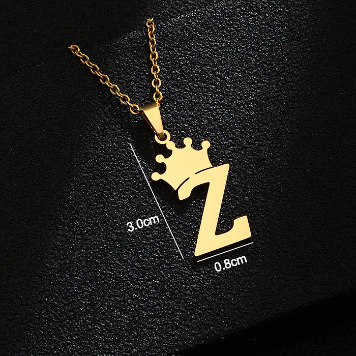 Fashion Letter Crown Stainless Steel  Stainless Steel Plating Pendant Necklace 1 Piece