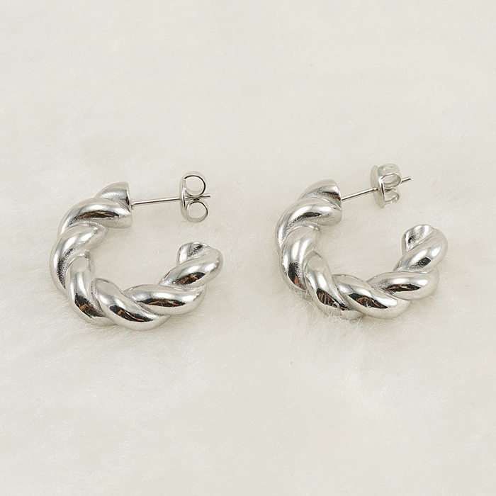 Fashion Twist Stainless Steel Plating Ear Studs 1 Pair