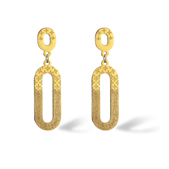 1 Pair Vintage Style Triangle Plating Stainless Steel Rhinestones 18K Gold Plated Drop Earrings
