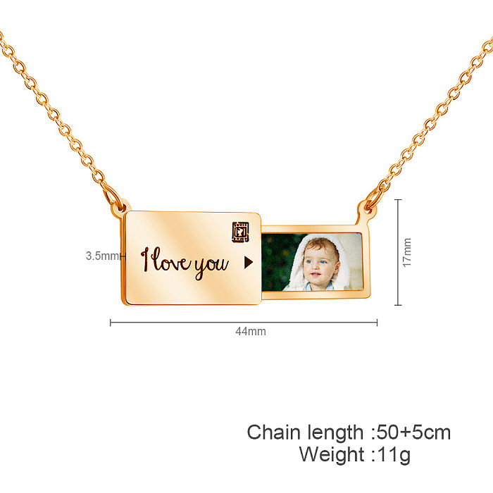 Creative Pull-out Photo Envelope Fashion Stainless Steel  Letter Clavicle Chain
