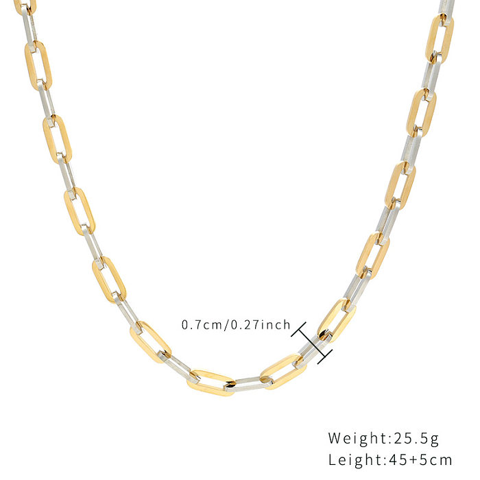 Schlichter Stil, runde Halskette aus Edelstahl mit Nachahmung von Perlen und Polierbeschichtung, vergoldet