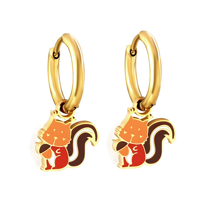 Boucles d'oreilles pendantes plaquées en acier inoxydable, animaux à la mode, 1 paire