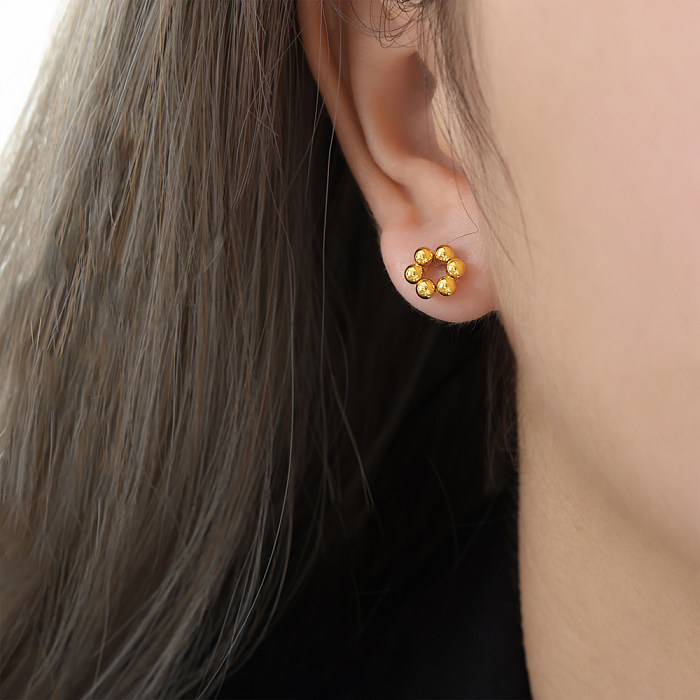 1 par de brincos de orelha banhados a ouro 18K com revestimento geométrico básico estilo simples