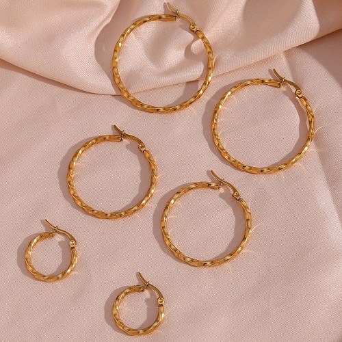 1 Pair Basic Vintage Style Classic Style Solid Color Stainless Steel  Plating 18K Gold Plated Hoop Earrings