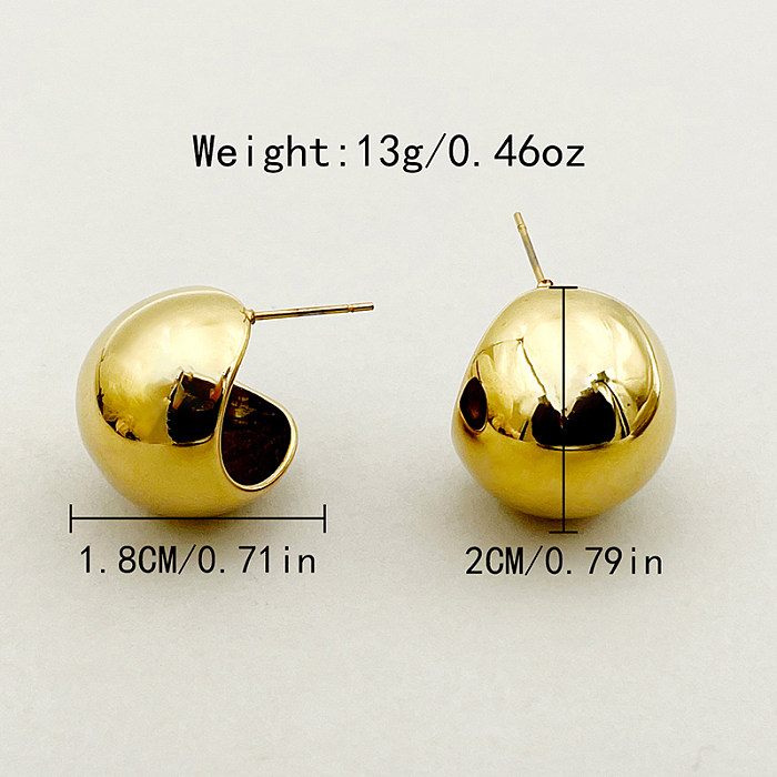 1 paire de clous d'oreilles classiques en acier inoxydable plaqué or, couleur unie