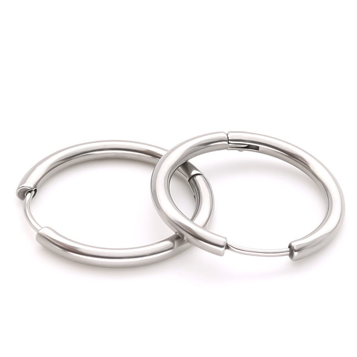 Fashion Round Stainless Steel Plating Earrings 1 Piece