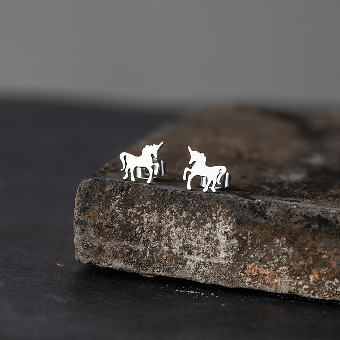 Simple Unicorn Alloy Earrings Wholesale