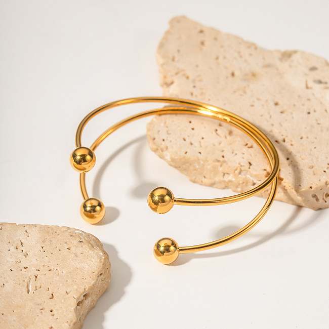 INS estilo streetwear C forma cor sólida pulseira banhada a ouro 18K de aço inoxidável