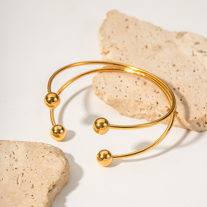 INS estilo streetwear C forma cor sólida pulseira banhada a ouro 18K de aço inoxidável