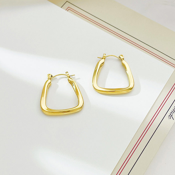 1 Pair Vintage Style Square Plating Stainless Steel  Gold Plated Earrings