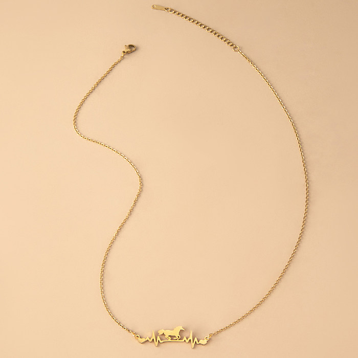 Einfache Elektrokardiogramm-Pferd-Edelstahl-Halskette, 1 Stück
