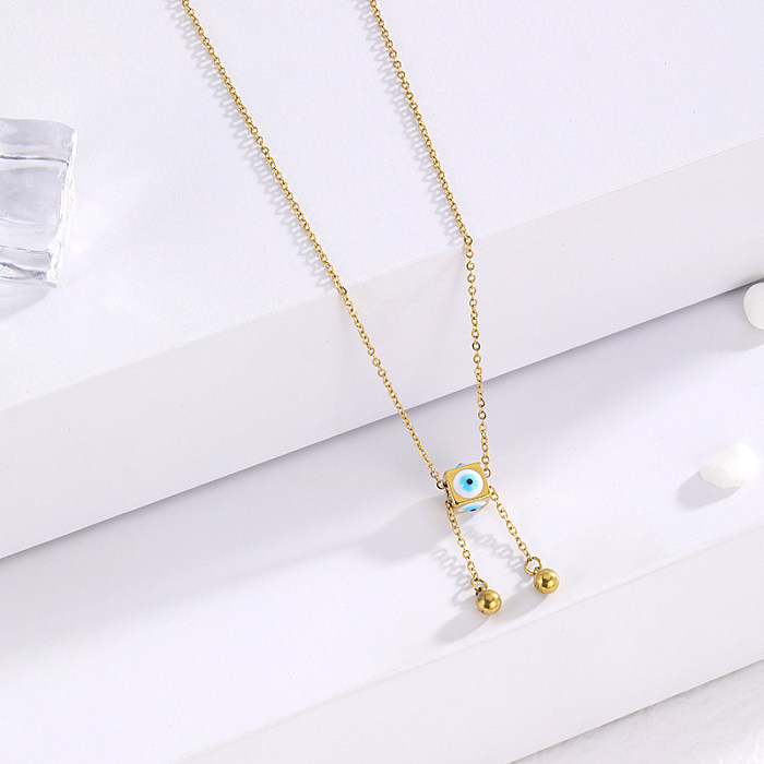 Casual Simple Style Square Eye Stainless Steel  Plating 14K Gold Plated Necklace